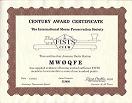 Small image of a Century Award certificate.  Click to visit the FISTS Awards web page.