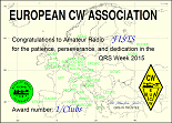 Small image of FISTS CW Club's 2015 EuCW QRS Week certificate.
