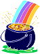 Drawing of a rainbow and pot of gold.