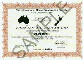 Image of FISTS Down Under Award certificate
