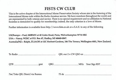 Large image of Custom QSL Card back
