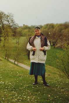 Photograph of Angie G0HGA outdoors in the countryside.