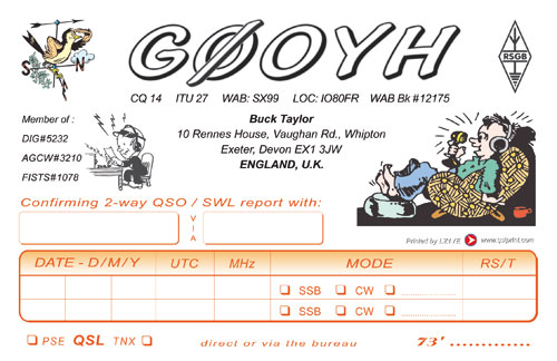 Image of Buck G0OYH's QSL card.
