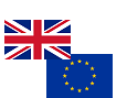 UK Union Jack flag and European Union flag