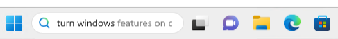 Screen snapshot of Windows Search box containing'Turn windows'