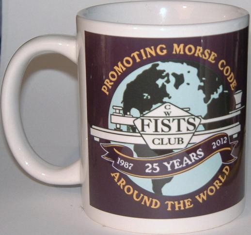 Photograph of a FISTS coffee/tea mug celebrating the club's 25th anniversary