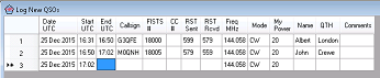 Small image of FISTS Log Converter's Log New QSOs window.