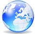 Small clipart image of world globe centred on Europe.